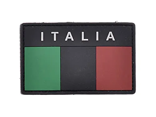 LA PATCHERIA Patch Bandiera Italia 8x5cm - Patch 100% Gomma con Velcro® originale Velcro® Brand Hook Cucito sul Retro - 3D alta definizione - per Decorare Giacche, Zaini, Uniformi