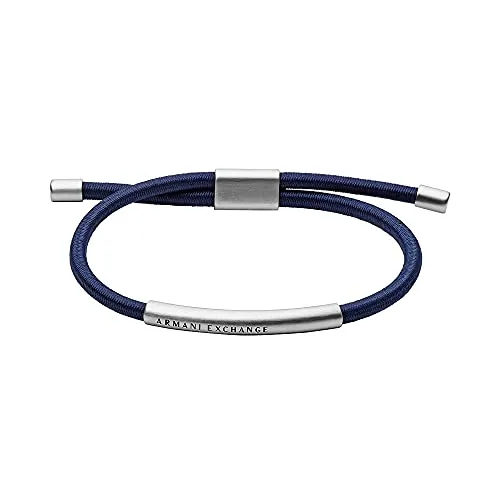 Armani Exchange, Bracciale con Piastrina da Uomo in Acciaio Color Argento, Axg0064040