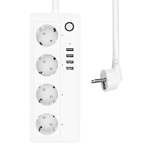 Konesky Smart Power Strips Protezione da sovraccarico Wi-Fi con 4 prese 4 Porte USB Presa di corrente universale Funziona Amazon alexa/Home page di Google/Funzione timer IFTTT