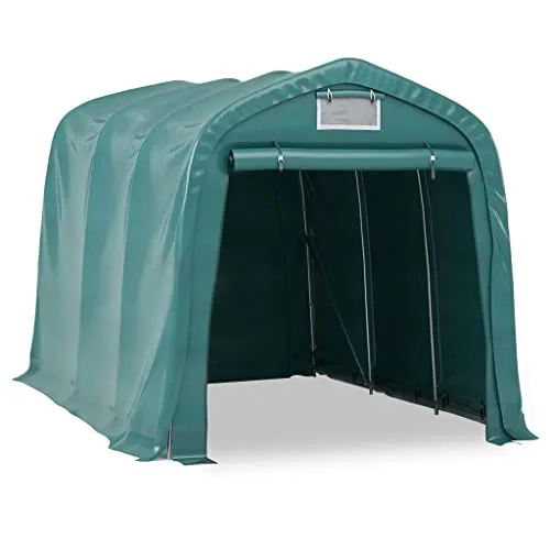 vidaXL Tenda Garage Capanno Tendone Gazebo Padiglione Telone Tendostruttura Tenda Esterno Giardino Ricovero Ripostiglio in PVC Verde