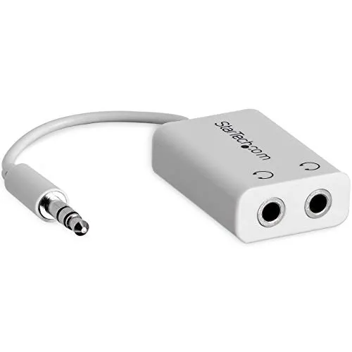 Startech.Com Adatattore Sdoppiatore Cuffie 3.5 Mm, Cavo Splitter per Jack da 3.5 Mm Maschio a 2 Femmine, Slim Bianco