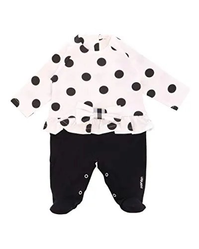 Tutina con Pois per Bimba Nanan, 1 Mese (50cm), Nero