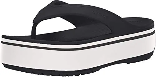 Crocs Crocband Platform Flip U, Scarpe da Spiaggia e Piscina Unisex-Adulto, Nero (Black/White 066b), 38/39 EU