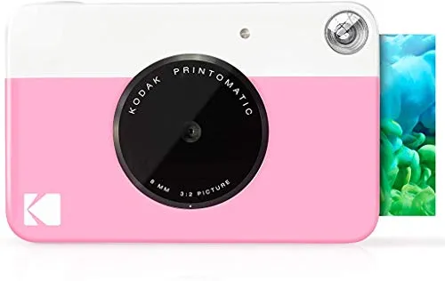 Kodak Printomatic Fotocamera digitale a stampa istantanea - Stampe a colori su carta fotografica con retro adesivo ZINK 2x3 pollici (rosa) Stampa i ricordi istantaneamente (USB non inclusa)