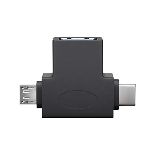 Goobay 55554 Adattatore a T da USB Tipo A a USB 2.0 Micro Tipo B, USB 2.0 Tipo A, Nero