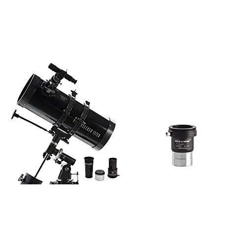 Celestron CE21049 Powerseeker 127EQ Telescopio Riflettore da 127 mm con Accessori e Treppiede in All + Celestron Raccordo Foto Universale C/Innesto per Fotocamere Reflex, 31.8 mm, Nero