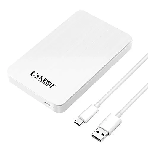 KESU 320GB Hard Disk Esterno Portatile Type C USB 3.1 HDD Storage per PC, Mac, Desktop, Laptop, MacBook, Chromebook, Xbox One, Xbox 360, PS4 (Bianco)