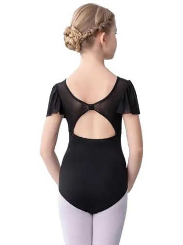 Bezioner Body Ginnastica Artistica Bambina,Body Danza Bambina Classica Leotards da Balletto per Ragazze 2-10 Anni Nero 130