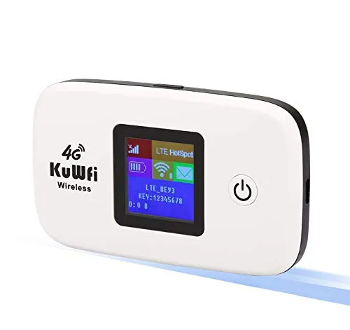 KuWFi - Router WiFi portatile, Wi-Fi Hotspot da viaggio sbloccato 4G LTE Wi-Fi Hotspot 4G LTE Mobile Wifi Hotspot Supporto B1/ B3/ B7/B8/B20