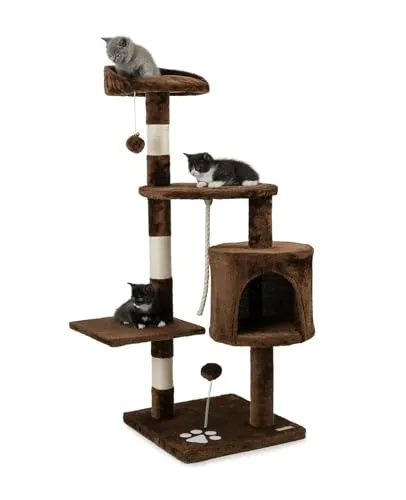 lionto Tiragraffi per Gatto Albero Tiragraffi Gatto Gioco Giocattolo Gatti Altezza 112 cm, Marrone