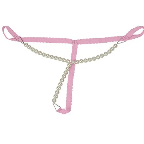 Creamlin Panties in Pizzo per Le Donne Tanga G-Strings Perle Sexy Tanga Stretch per Le Donne (Rosa)