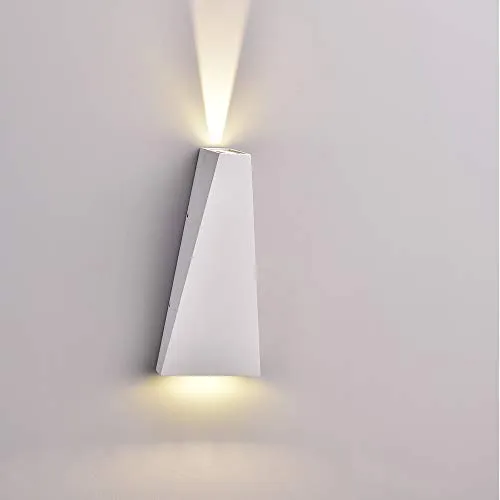 Lampada LED Cob 6W, da Parete Alluminio Bianco Wall Light Bianco Caldo 3000K Ip65