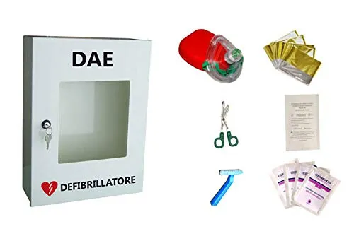 Pharma[+] Armadietto Porta defibrillatore DAE con Kit rianimazione Primo Soccorso blsd