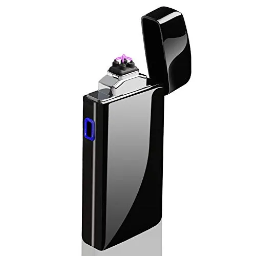 AngLink Accendino Elettrico, Accendino Dual Arco Elettronico Ricaricabile Tramite USB, Antivento Senza Combustione Lunga Durata per Candele Sigarette Cucina Grill