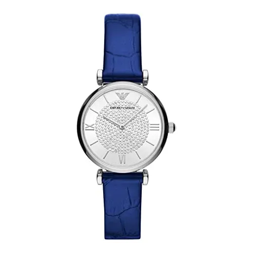 Emporio Armani Orologio Donna, movimento a due lancette, cassa in acciaio 32 mm con cinturino in pelle, AR11344