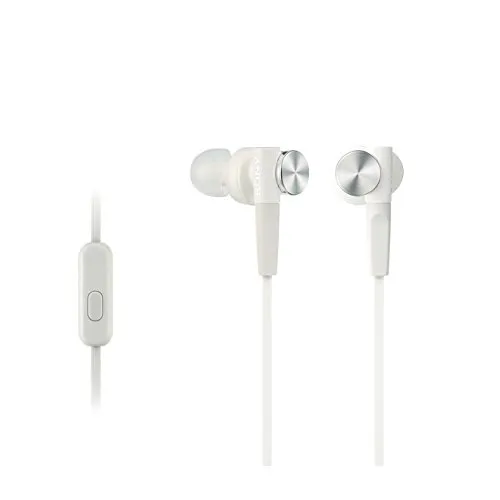 Sony MDR-XB50AP Cuffie In-Ear Extra Bass con Microfono, Auricolari in Silicone, Bianco