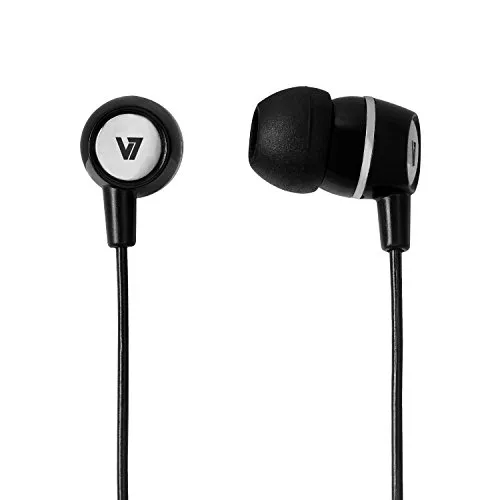 V7 HA110-BLK-12EB Auricolari stereo da 3,5 mm con isolamento acustico con microfono su cavo