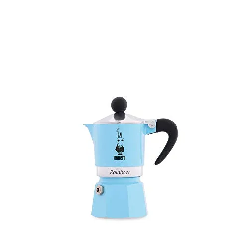 Bialetti Rainbow Caffettiera Colorata, Alluminio, Azzurro, 1 Tazza