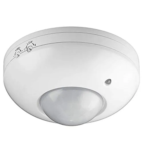 Goobay 95172 Rilevatore di movimento a soffitto a infrarossi / sensore PIR / campo di rilevamento di 360° / portata di 6 m / per uso interno (IP20) / adatto a LED / IDA (bianco)