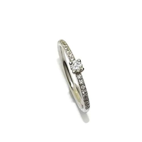 Never Say Never - Anello in oro bianco da 18 carati, con diamante da 0,20 ct, colore livello H e purezza livello VS, ideale come anello di fidanzamento o matrimonio