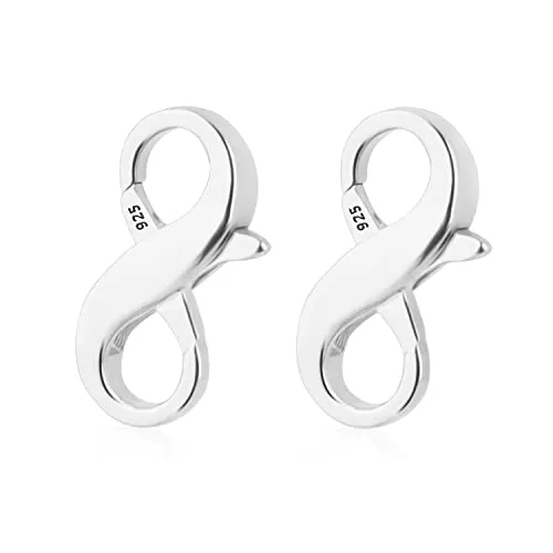 KINBOM 2 Pezzi Moschettone a Doppia Chiusura, Chiusura a Moschettone Argento Sterling 925 Chiusura per Braccialetto Connettori per Collana per Fai Da Te Gioielli Creazione e Riparazione (14,2mm)