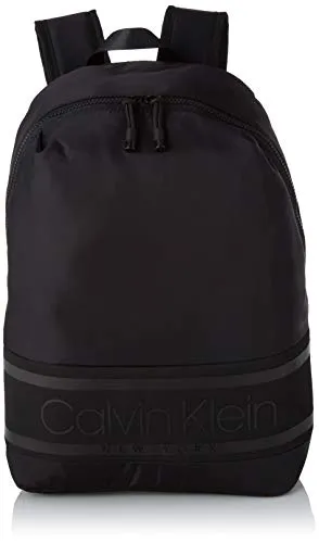 Calvin Klein Striped Logo Round Backpack - Zaini Uomo, Nero (Blackwhite Black), 1x1x1 cm (W x H L)