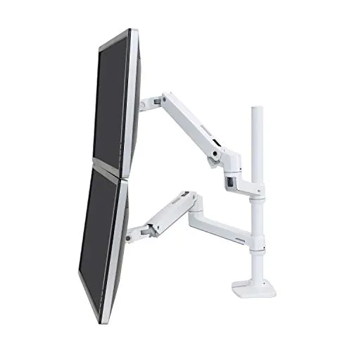 Ergotron LX Dual Stacking Arm Tall Pole - Supporto da scrivania per 2 display LCD - alluminio - bianco - dimensione schermo: fino a 40"