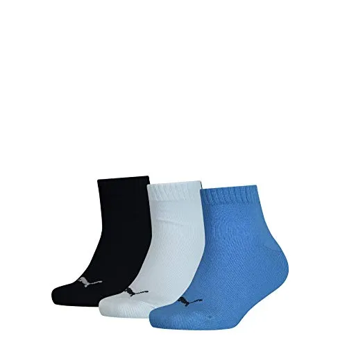 PUMA Kids' Quarter Socks (3 Pack) Calze, Marina, 35-38 (Pacco da 3) Unisex-Bambini