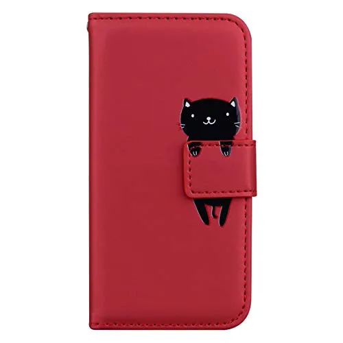 Jajacase Custodia per Huawei P30 Lite (6.2) - Portafoglio Libro Cover Flip Caso Shell Protettiva Accessori in Pelle PU con Supporto, Tasca per Schede e Chiusura Magnetica - Rosso