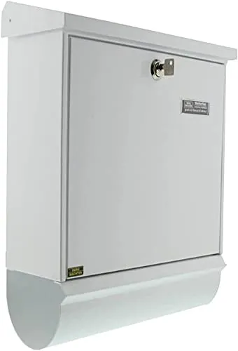 Burg-Wächter Comfort 91300 W Cassetta Postale con Scomparto per Giornali Integrato, Bianco, Integriertes Zeitungsfach - Verzinkter Stahl