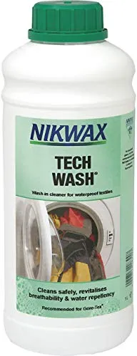 VAUDE Nikwax, Detersivo Tech Wash, Adatto ad Abbigliamento Waterproof, Bianco (Weiß), 1 Litro