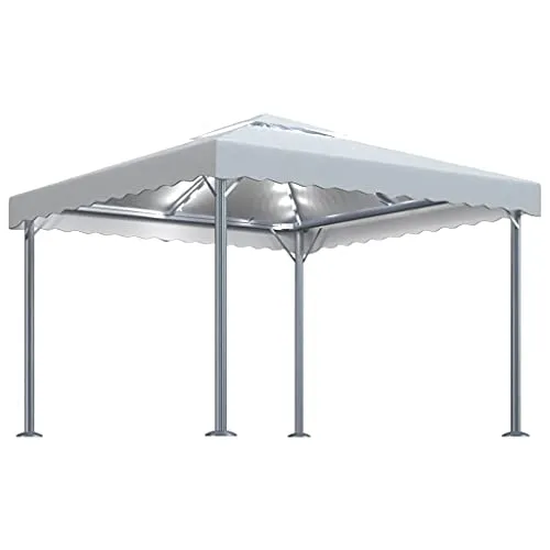 vidaXL Gazebo con Stringa di Luci LED 300x300 cm Crema in Alluminio