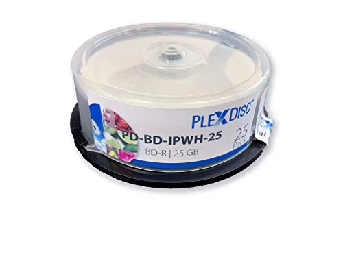 Plexdisc BD-R, 25 Pezzo, 6x, 25GB, Bianco Opaco, inkjet
