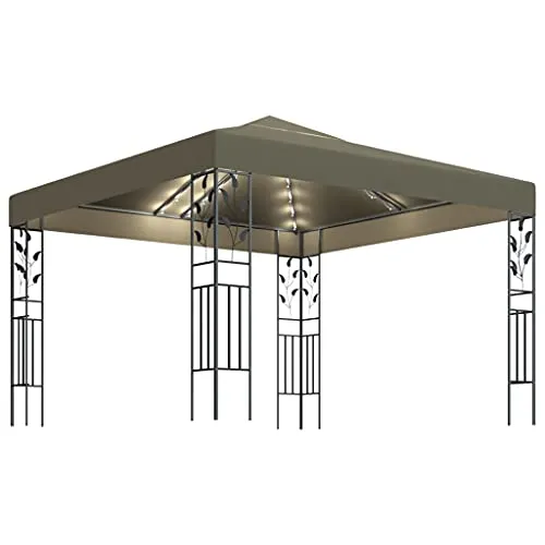 vidaXL Gazebo con Luci LED a Stringa 3x3 m Grigio Talpa