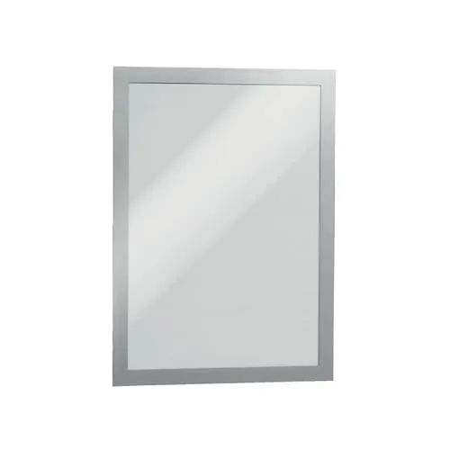 Durable 487323 Duraframe A3, Cornice Espositiva Adesiva, per Superfici Lisce e Solide, Formato A3, Confezione da 2 Pezzi, Argento