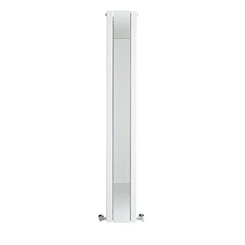 Hudson Reed Sloane Radiatore Termoarredo Verticale Di Design con Specchio - Termosifone d'Arredo Moderno in Bianco - Riscaldamento ad Acqua Calda - 901W – 1800 x 265 mm