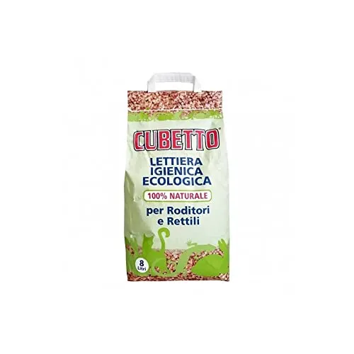 Cubetto - Lettiera in Pellet per Roditori, Rettili, Furetti e Gatti lt.8-100% Naturale e compostabile