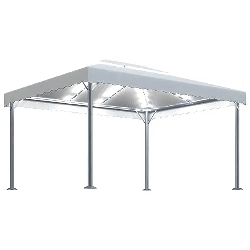 vidaXL Gazebo con Stringa di Luci LED 400x300 cm Crema in Alluminio