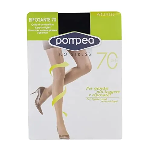 Pompea, Collant riposante, 70 den, XL, Nero, Pacco da 6, Donna