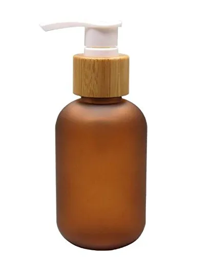 Upstore 1PCS Ricarica Bottiglia di plastica Marrone a Prova di perdite con Pompa di bambù Bagno Doccia Shampoo Condizionatore per Capelli Sapone Liquido Dispenser (120ml/4oz)