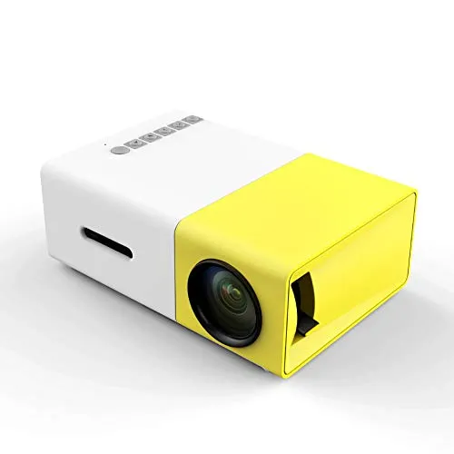 HKANG PA® Mini Proiettore, Proiettore Portatile LED per Home Entertainment Cinema con TV/AV/VGA/USB/HDMI,Yellow