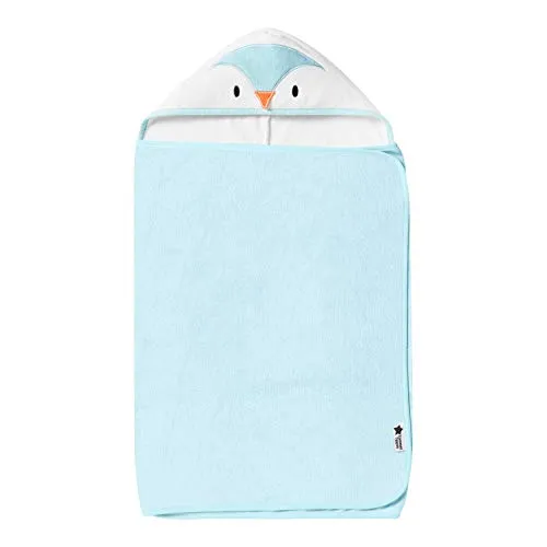 Tommee Tippee Splashtime Hug ‘n’ Dry Hooded Towel, Highly Absorbent and Super Soft Microfibre Material, Hypoallergenic, 6-48m, Percy the Penguin Grofriend, Blue, 1 Count (Pack of 1)