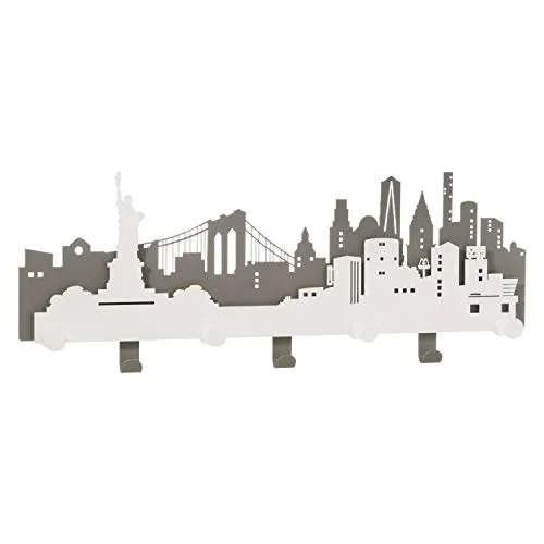 Arti & Mestieri N.Y.C. - Appendiabiti da Parete di Design 100% Made in Italy - in Ferro, 78 x 30 cm - Ardesia e Bianco Marmo