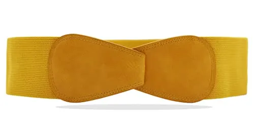 Van Der Rich ® - Cintura Obi Elastica Estensibile con Larghezza di 7 cm - Donna (Senape, TU)