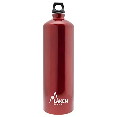 Laken Futura Borraccia di Alluminio, Bottiglia d'acqua con Apertura Stretta e Tappo a Vite con Anello 1,5 Litro Rosso