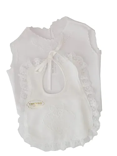 nancy baby COMPLETO IN SETA Bavetta + Camicina della fortuna, Bianco