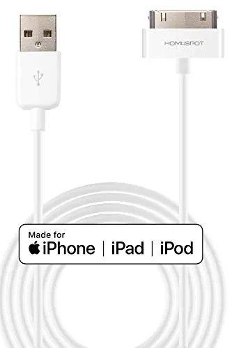 HomeSpot Cavo USB, certificato Apple MFi, a 30 pin, compatibile con iPhone 4, iPhone 4S, iPad 1/2/3, iPod Touch, iPod Nano, alta qualità