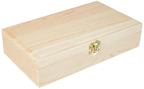 Cornice per scatola in legno Rayher, FSC Mix Credit, non trattata, con patta in metallo, dimensioni 24,70 cm x 14,90 cm x 5,90 cm, 62296000