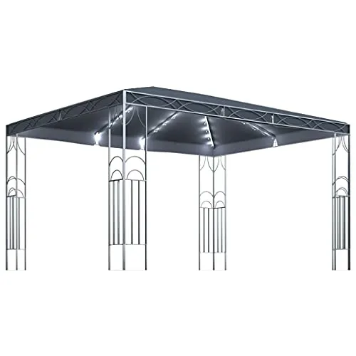 vidaXL Gazebo con Stringa di Luci LED 400x300 cm Antracite