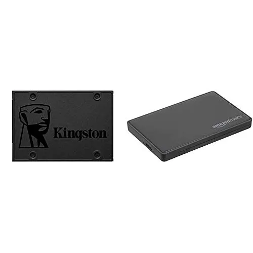 Kingston A400 SSD SA400S37/240G Unità a Stato Solido Interne 2.5" SATA, 240 GB & Amazon Basics Alloggiamento per hard disk SATA da 2,5 pollici (6,35 cm) USB 3.0